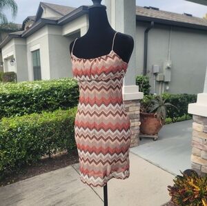 Elegant Chevron Mini Dress in Warm Tones